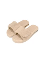 Cubota žabky na suchý zip s kožešinou béžové K24AW-100-001-03-1