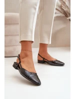 Lakované Baletky Na Nízkém Podpatku S Otevřenou Patou Černé Kairael