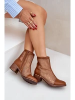 Síťované Dámské Boty Na Podpatku Hnědé Lithyia