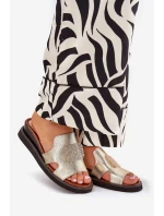 Dámské Klapky Na Klínu Eko Kůže Se Zdobením Zlaté Sarela Dámské Klapky Na Klínu Eko Kůže Se Zdobením Zlaté Sarela