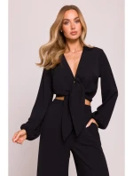 M861 Krátký top s vázáním vpředu - černý M861 Krátký top s vázáním vpředu - černý