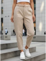 Dámské džíny mom fit s vysokým pasem a páskem béžové FashionStreet UY2917