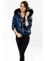 Tmavě modro-šedá oboustranná dámská bunda (b9555)