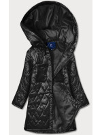 Černá prošívaná dámská oversize bunda s kapucí (AG5-010)