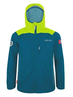 Trollkids Kids Bergen Jacket petrol/lime bunda do deště pro chlapce/dívky (610-151)