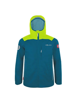 Trollkids Kids Bergen Jacket petrol/lime bunda do deště pro chlapce/dívky (610-151)