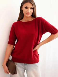Dámský svetr z viskózy s krátkým rukávem bordový
