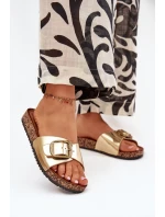 Dámské pantofle na korkové platformě se sponou zlaté Vianara