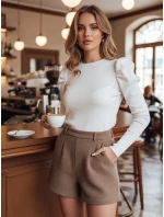 Dámský svetr v jedné velikosti s bufetem ELENORI white FashionStreet MY2463 Dámský svetr v jedné velikosti s bufetem ELENORI white FashionStreet MY2463