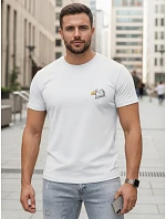 Pánské bavlněné tričko s potiskem orla, bílé, FashionStreet NX0148R Pánské bavlněné tričko s potiskem orla, bílé, FashionStreet NX0148R