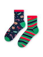 Vánoční asymetrické dámské ponožky Steven art.136 35-40