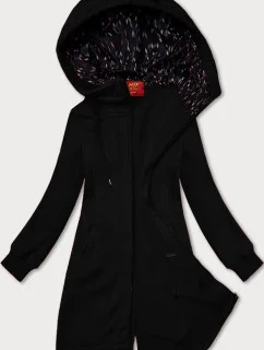 Černá dlouhá dámská rozepínací mikina s kapucí LHD (AMG-693A)