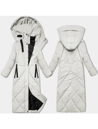 Dámská zimní bunda v barvě ecru v délce ke kolenům J Style (5M3232-281)