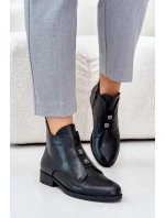 Zateplené dámské boty na plochém podpatku z eko kůže černé S.Barski HY42-716