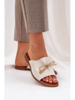 Kožené Ploché Elegantní Sandály S Mašlí Lewski 3572 Zlaté Ošoupané Kožené Ploché Elegantní Sandály S Mašlí Lewski 3572 Zlaté Ošoupané