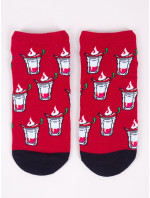 Yoclub Kotníkové vtipné bavlněné ponožky Vzory Barvy Červená