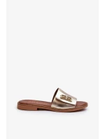 Zazoo Elegantní dámské kožené pantofle zlaté