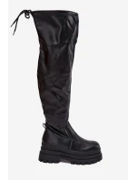 Dámské kozačky nad kolena na masivní platformě Erisna – černé
