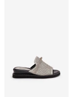 Dámské sandály na klínu s ozdobným páskem stříbrné Teriwes