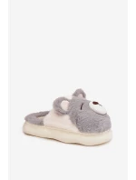 Kožešinové pantofle s motivem medvídka šedé Galine
