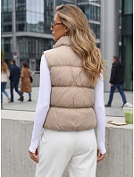Dámská zateplená vesta bez kapuce, tmavě béžová, FashionStreet TY5727 Dámská zateplená vesta bez kapuce, tmavě béžová, FashionStreet TY5727
