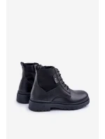 Kožené Zateplené Kotníkové Boty Pánské Big Star OO174166 Černé
