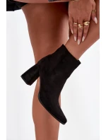 Dámské kotníkové boty na podpatku z eko semiše černé Inessa