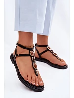 Dámské žabky s plochou podrážkou s ozdobami Černé Dorena