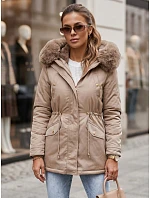 Dámská zimní bunda parka GODDESS béžová FashionStreet TY3868 Dámská zimní bunda parka GODDESS béžová FashionStreet TY3868