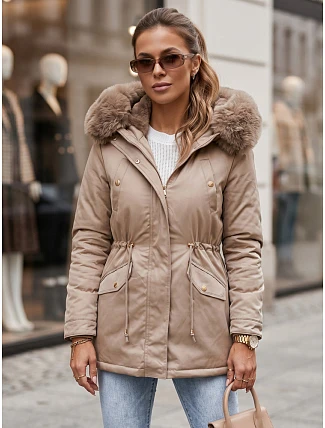 Dámská zimní bunda parka GODDESS béžová FashionStreet TY3868 Dámská zimní bunda parka GODDESS béžová FashionStreet TY3868