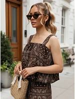 Dvoudílná dámská letní souprava s viskózou, hnědá, FashionStreet AY1203