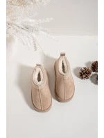 Dětské sněhule s výšivkou béžové Prina