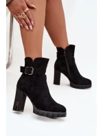 Dámské ocieplené botky na podpatku Selisse – černé