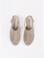 Pohodlné hnědé  sandály dámské na širokém podpatku