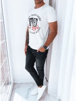 Pánské bílé tričko s potiskem FashionStreet RX5257 Pánské bílé tričko s potiskem FashionStreet RX5257