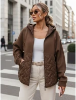 Dámská přechodná oversize bunda s kapucí hnědá FashionStreet TY5593