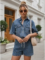 Dámská souprava s džínovou košilí a modrými šortkami FashionStreet AY1207
