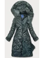 Tmavě zelená dlouhá dámská prošívaná bunda (ag1-j9082)