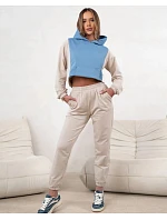 Dámská dvoubarevná tepláková souprava v modré a béžové barvě (554)