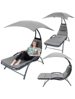 BERGAMO SEDÁTKO K BAZÉNU S PARAZÉNEM 200x125x180CM ŠEDÉ