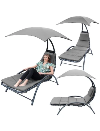 BERGAMO SEDÁTKO K BAZÉNU S PARAZÉNEM 200x125x180CM ŠEDÉ