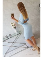 Souprava halenky a sukně v modré barvě