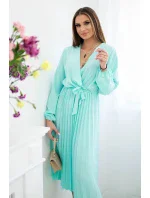 Šaty se svázaným plisovaným lemem světle mátová