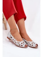 Vzorované baleríny s odkrytými prsty stříbrné Calgis