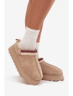 Dámské sněhule nízké s pohyblivým páskem a výšivkou na platformě světle béžové Lyrisse