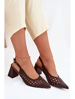 Dámské sandály na podpatku čokoládové Kedira