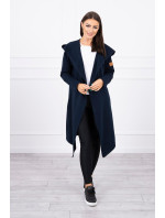 Dlouhý kabát s kapucí tmavě modrý