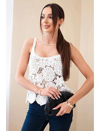 Dámská viskózová halenka bez rukávů s výstřihem do V džínová