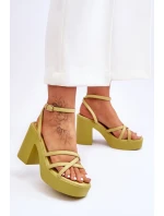 Módní sandály na vysokém podpatku s pásky limetove Shemira