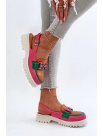 Dámské sandály na ploché podrážce s ozdobou oranžové D&A MR38-656